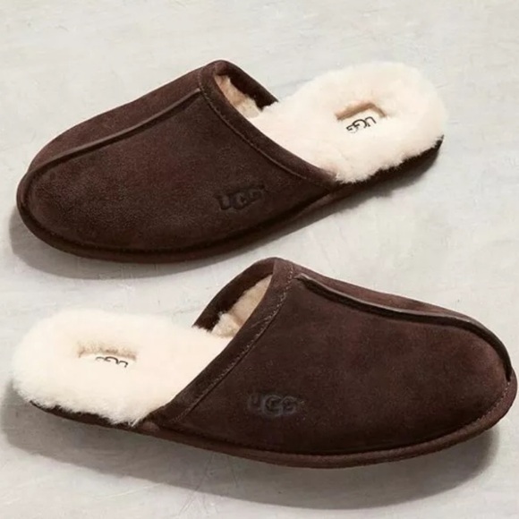 UGG Mens Scuff Dark Brown Suede Slipper Slides, New with Box, Size US 10 - Picture 1 of 8